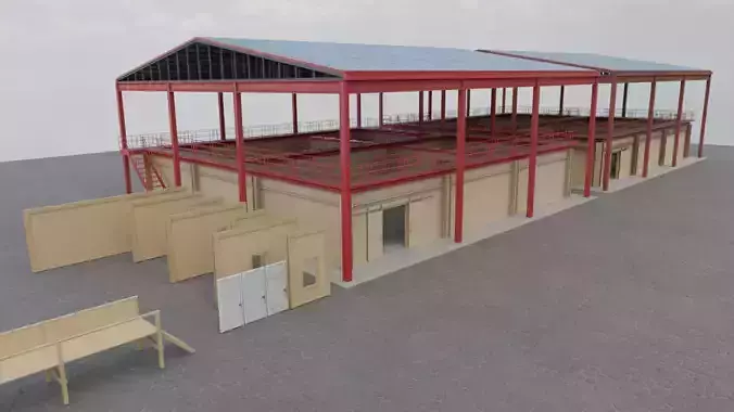 Shoothouse - Modular Indoor Firing Range Low-poly 3D model