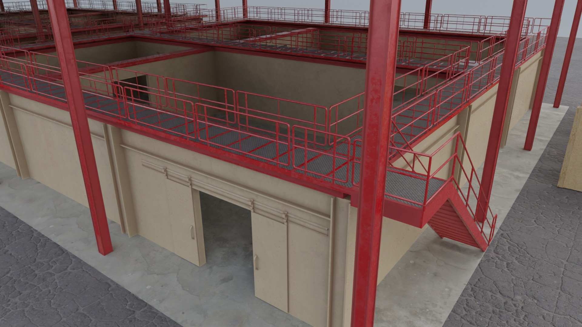 Shoothouse - Modular Indoor Firing Range Low-poly 3D model_5