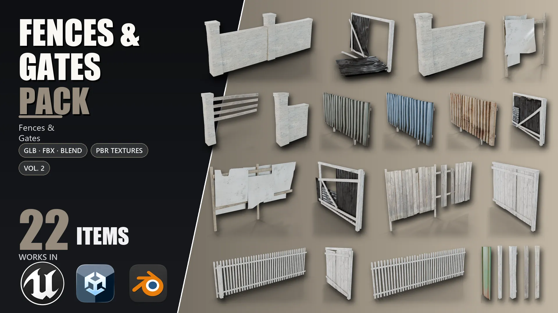 3D model Fences and Gates Pack Vol 2 VR / AR / low-poly | CGTrader