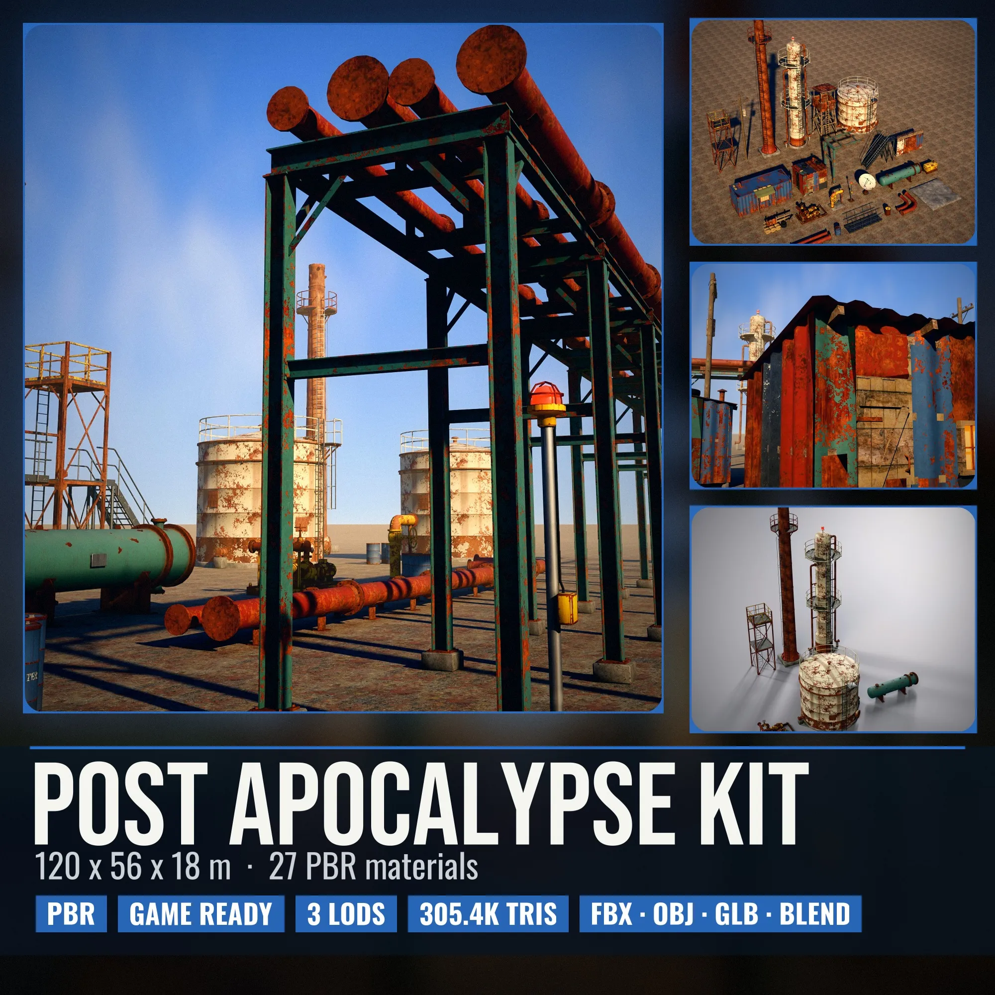 3D model Post Apocalypse Refinery Survivor Kit - Modular Kitbash VR ...