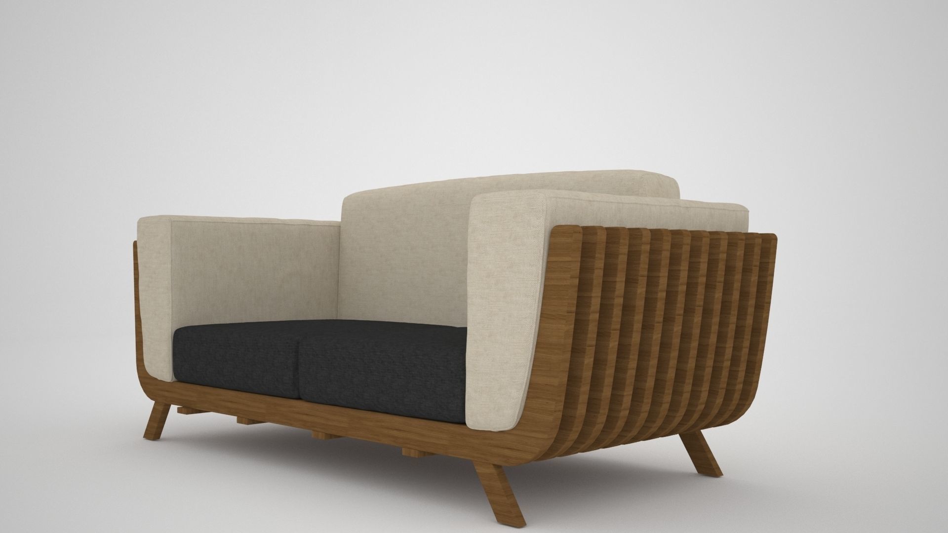 Sofa set modern with wooden frame 3D model_3