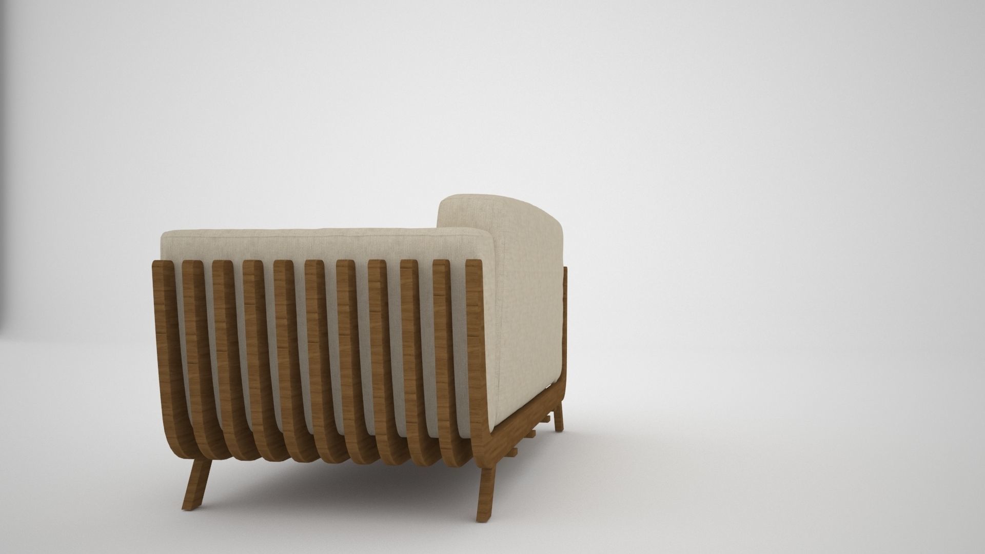 Sofa set modern with wooden frame 3D model_2