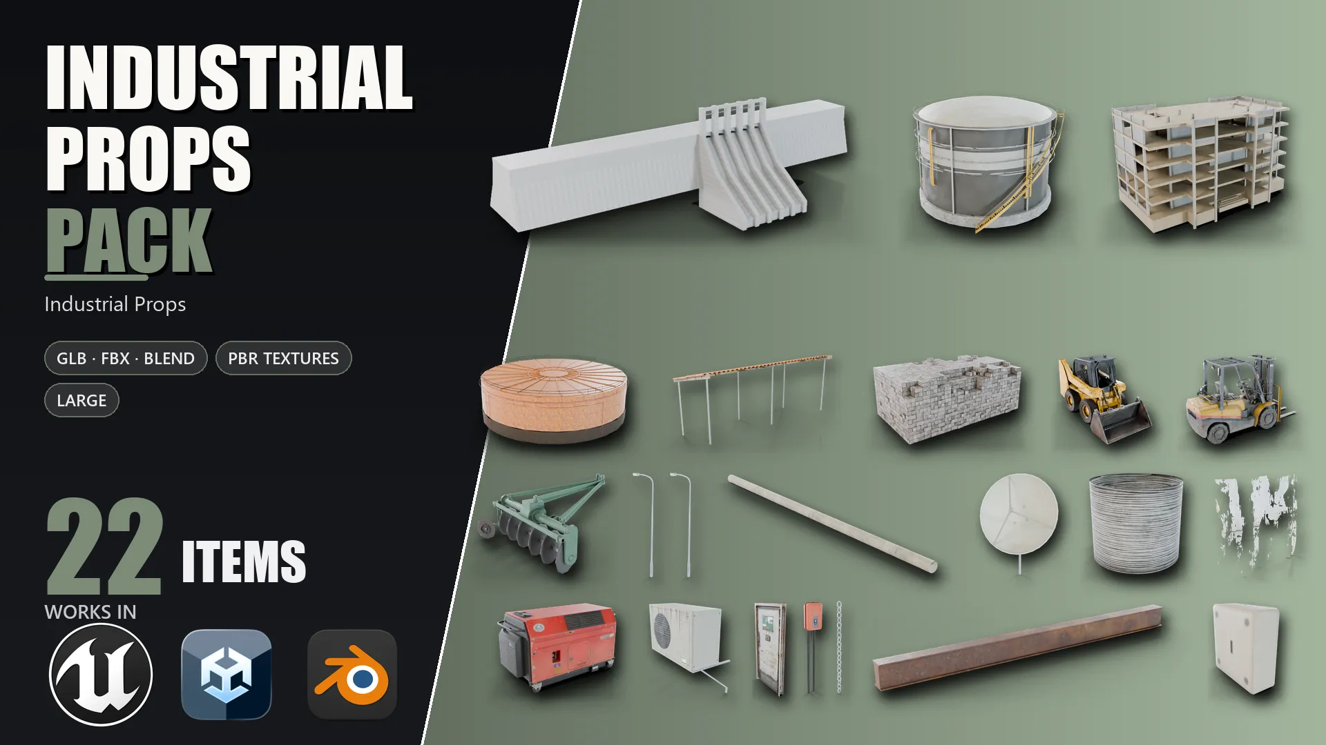 3D model Industrial Props Pack Large VR / AR / low-poly | CGTrader