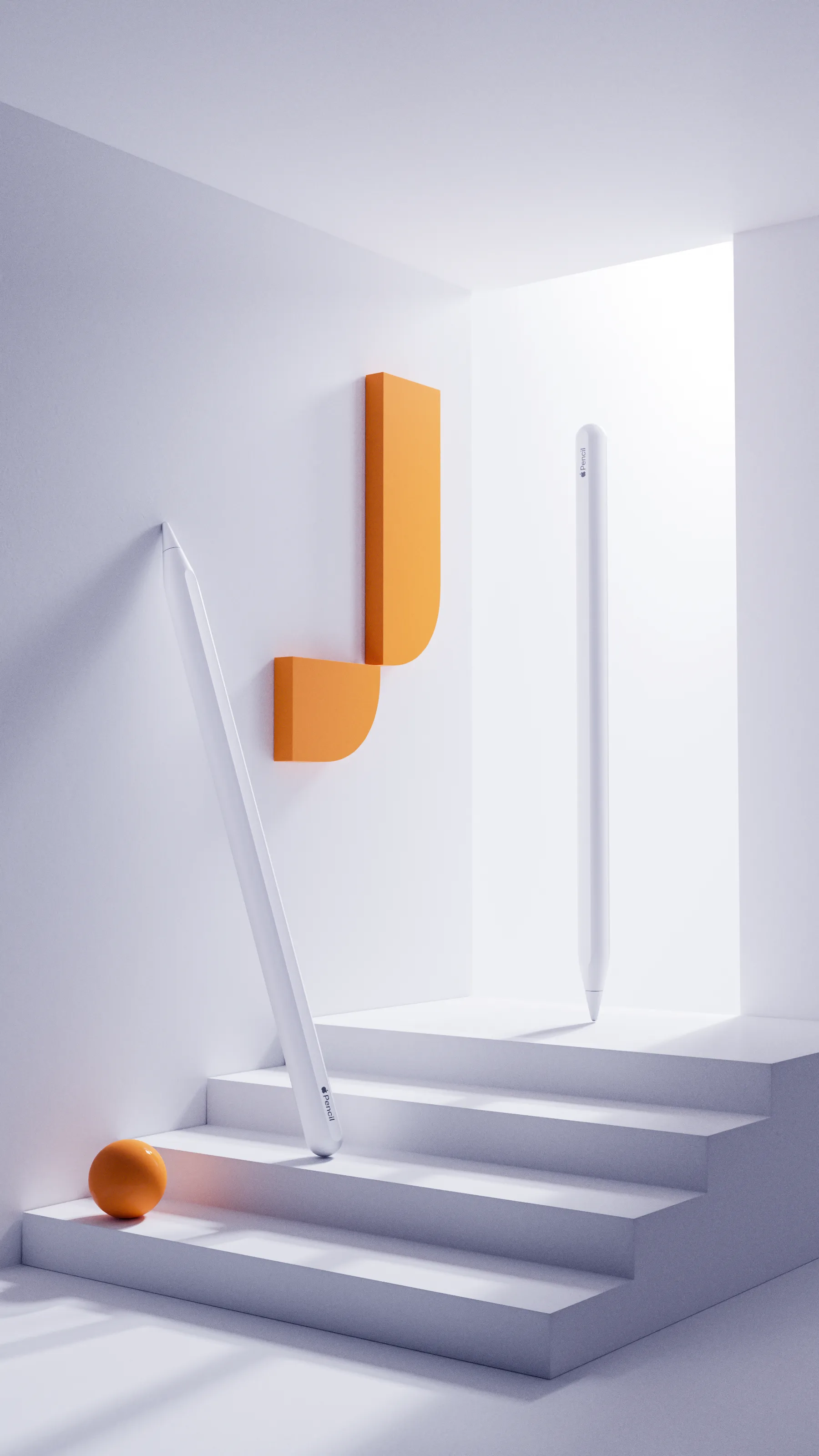 Apple Pencil 3D Render Minimalist Geometric Scene 3D model | CGTrader