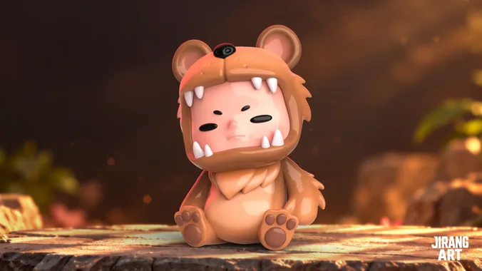 Bear Costume Boy - Cute Art Toy 3D Printable Model