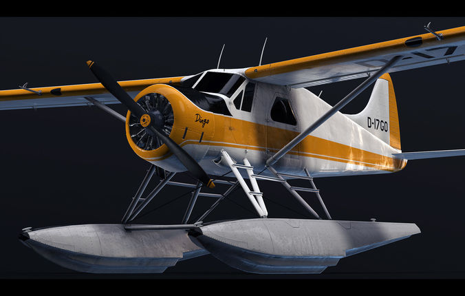 DHC-2 Beaver Seaplane Low-poly 3D model