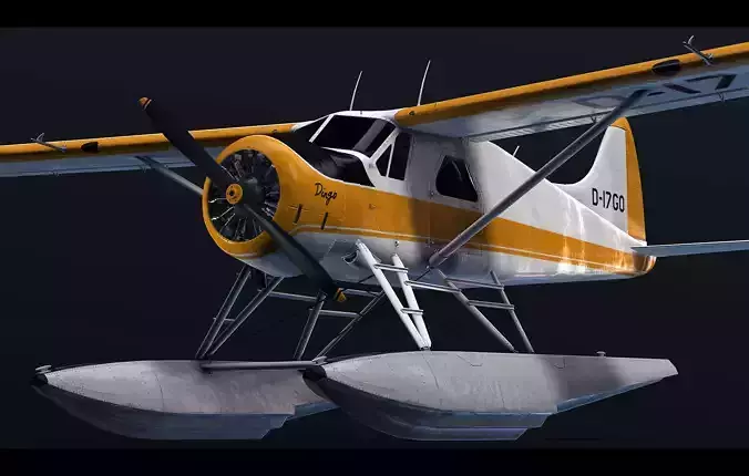 DHC-2 Beaver Seaplane Low-poly 3D model