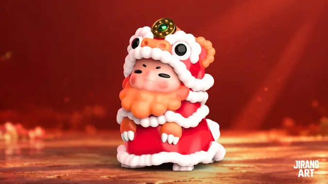 Lion Dance Costume Boy - Cute Art Toy - 3D Printable Figure