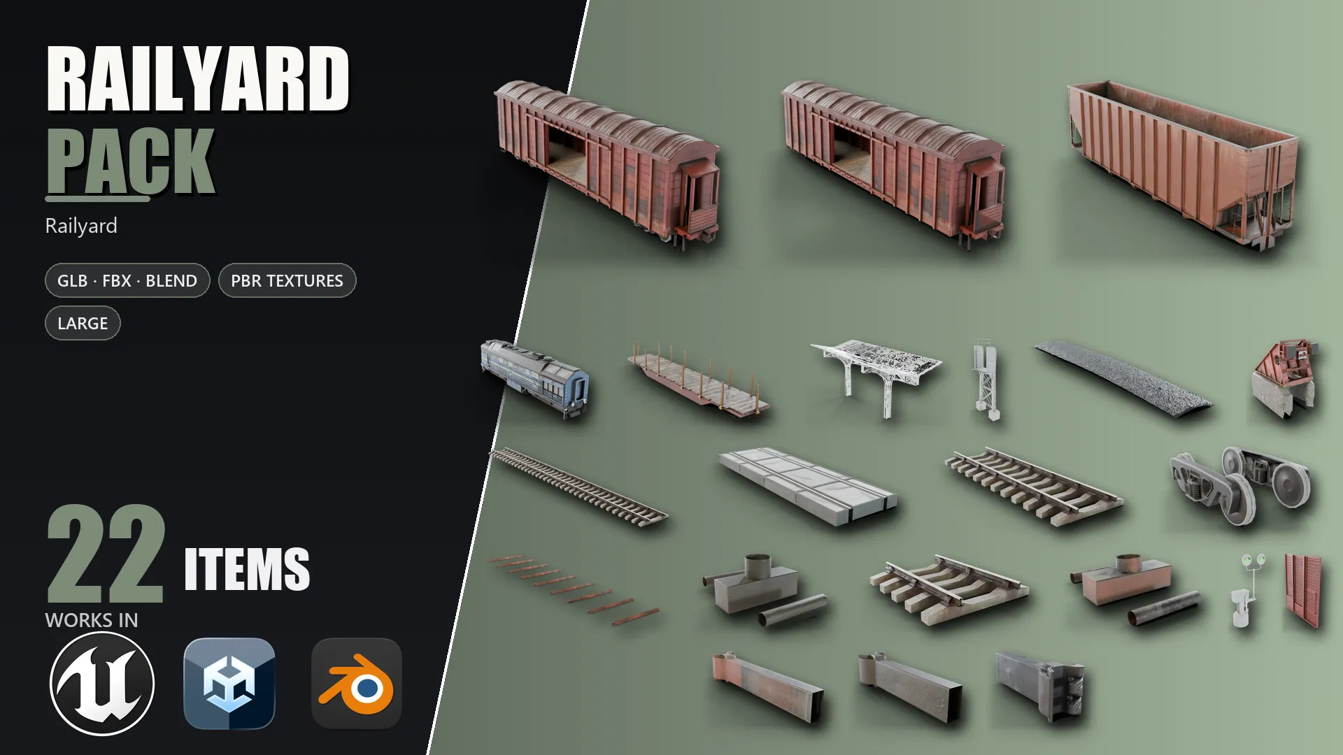 3D model Railyard Pack Large VR / AR / low-poly | CGTrader