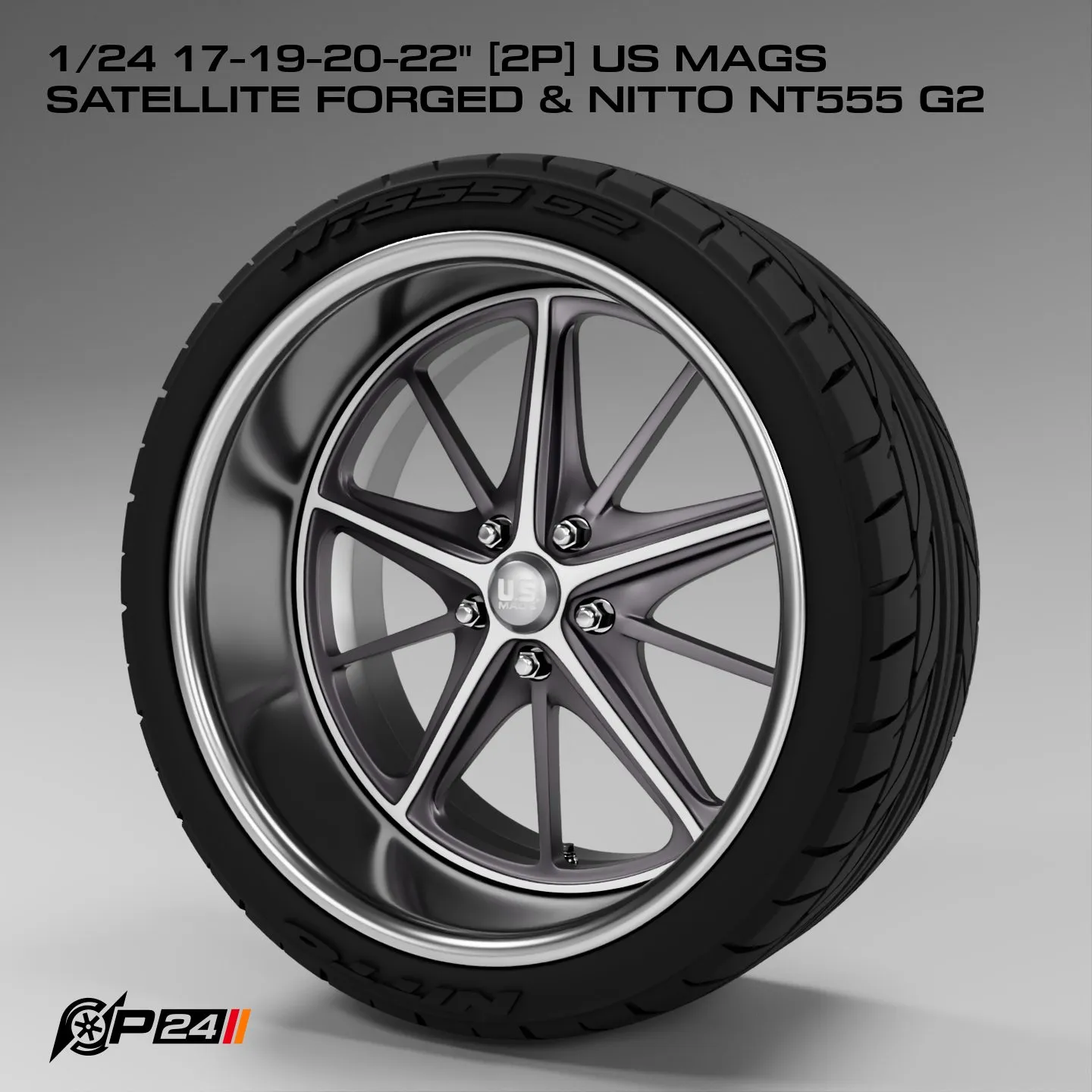1-24th 17-19-20-22 inches 2P US Mags Satellite Forged and Nit... 3D print model
