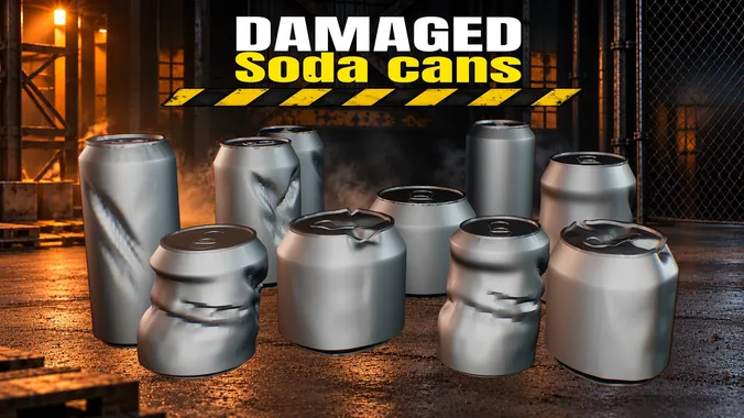 18 Crushed Soda Cans Damaged 3D Models