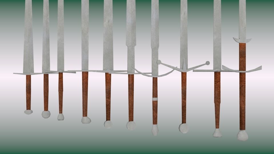 Sword collection six swords Low-poly 3D model_4