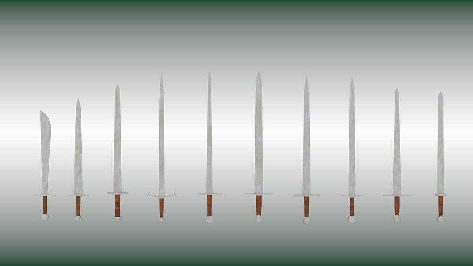 Sword collection six swords Low-poly 3D model_5