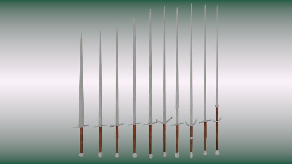 Sword collection six swords Low-poly 3D model_10