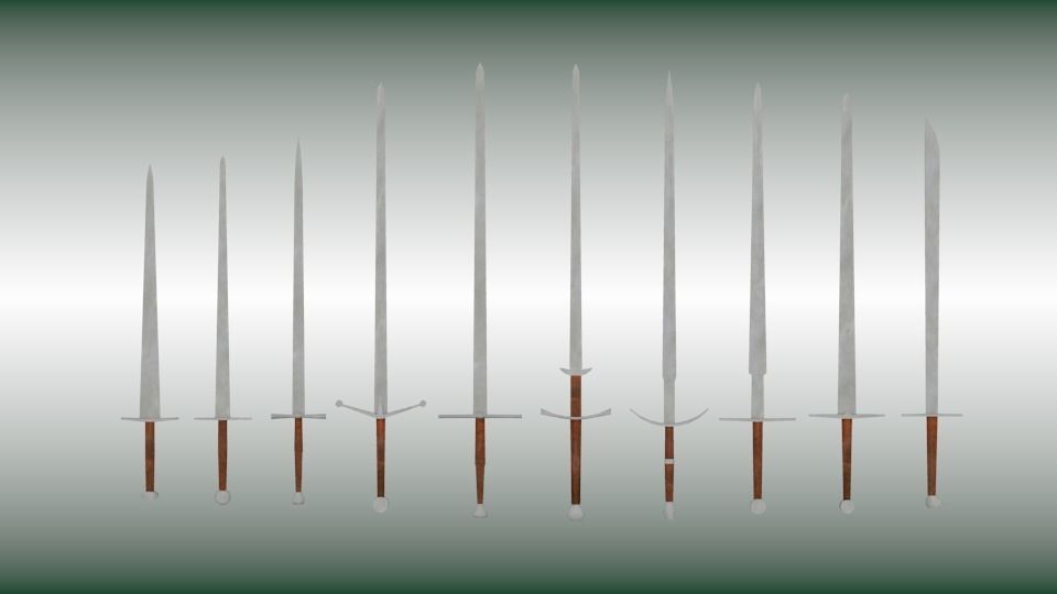 Sword collection six swords Low-poly 3D model_3