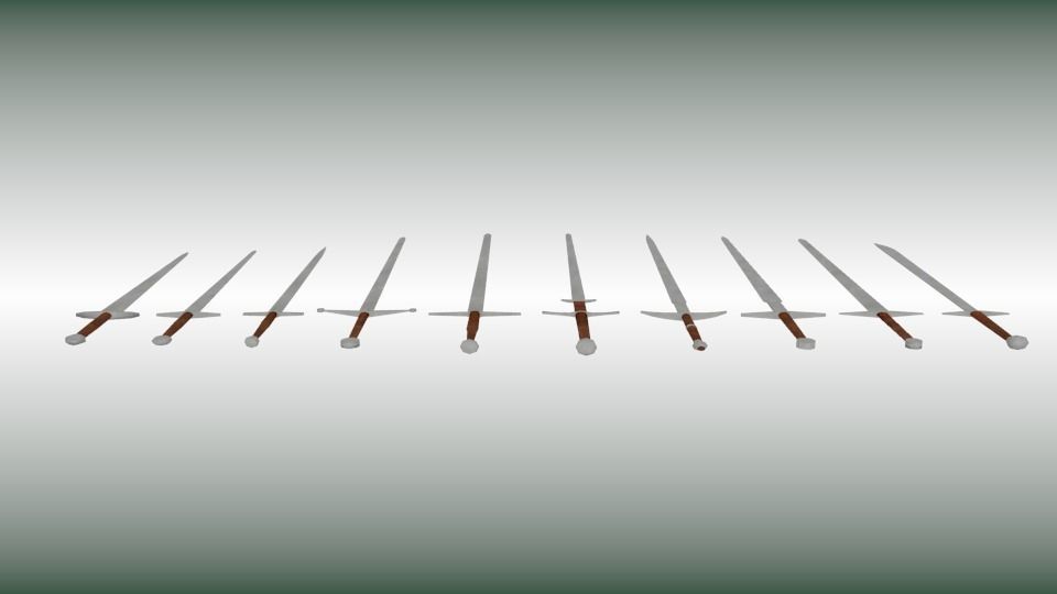 Sword collection six swords Low-poly 3D model_6