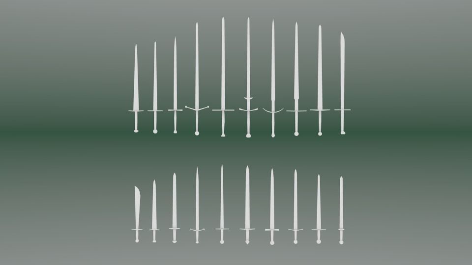Sword collection six swords Low-poly 3D model_12