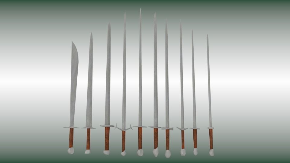 Sword collection six swords Low-poly 3D model_11