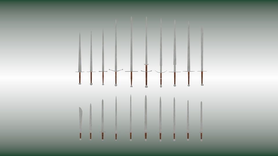 Sword collection six swords Low-poly 3D model_1