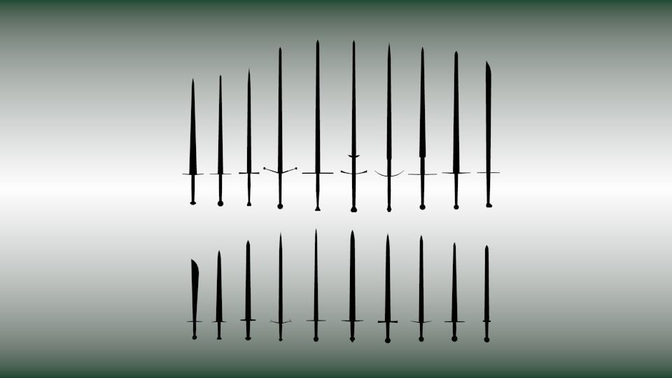 Sword collection six swords Low-poly 3D model_2