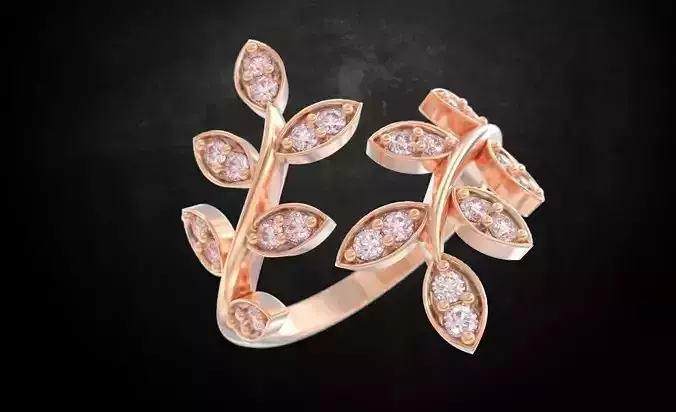 Womens ring with a twig with diamonds 163