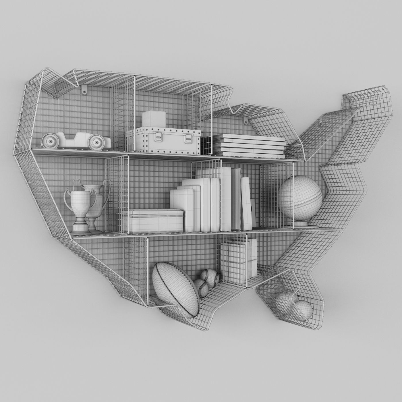 RH SHELF USA MAP ZINC 3D model_2