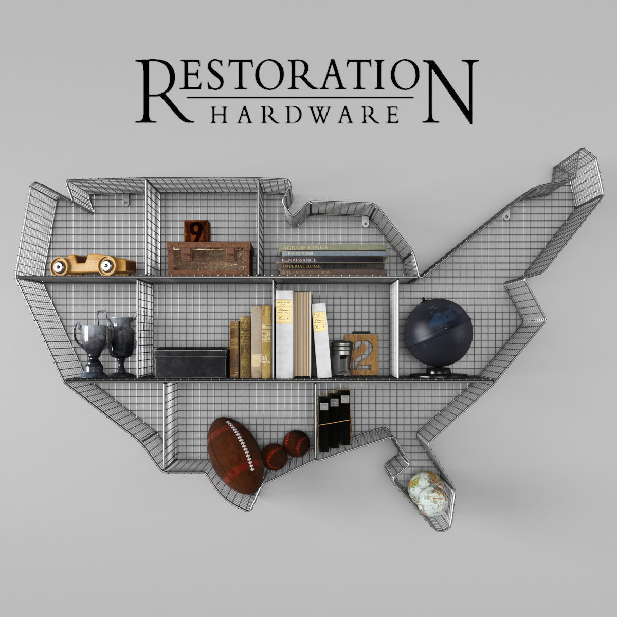 RH SHELF USA MAP ZINC 3D model_1