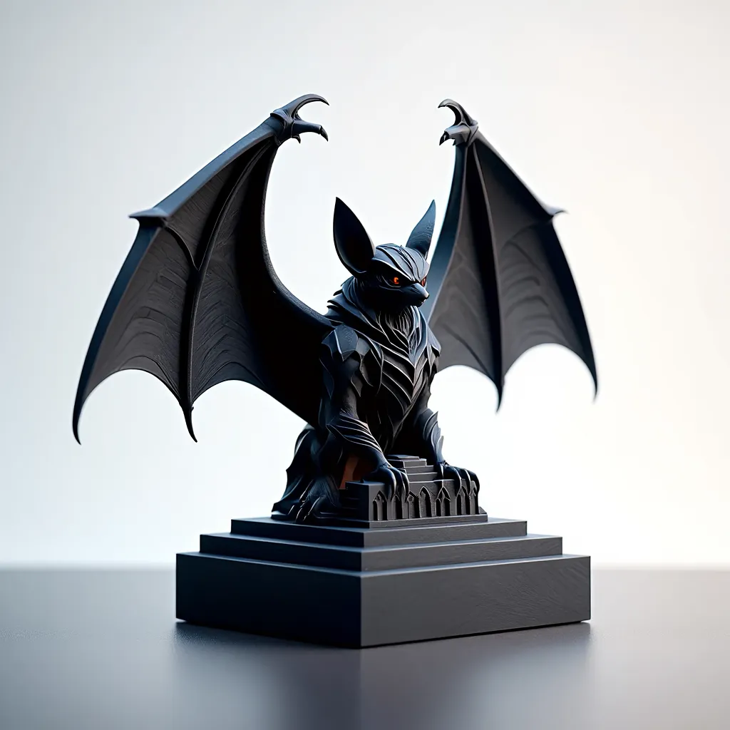 4682 Gothic Bat with Spread Wings Color 3D Model STL 3D print model