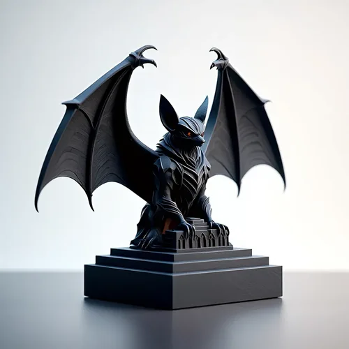 4682 Gothic Bat with Spread Wings  Color 3D Model  STL