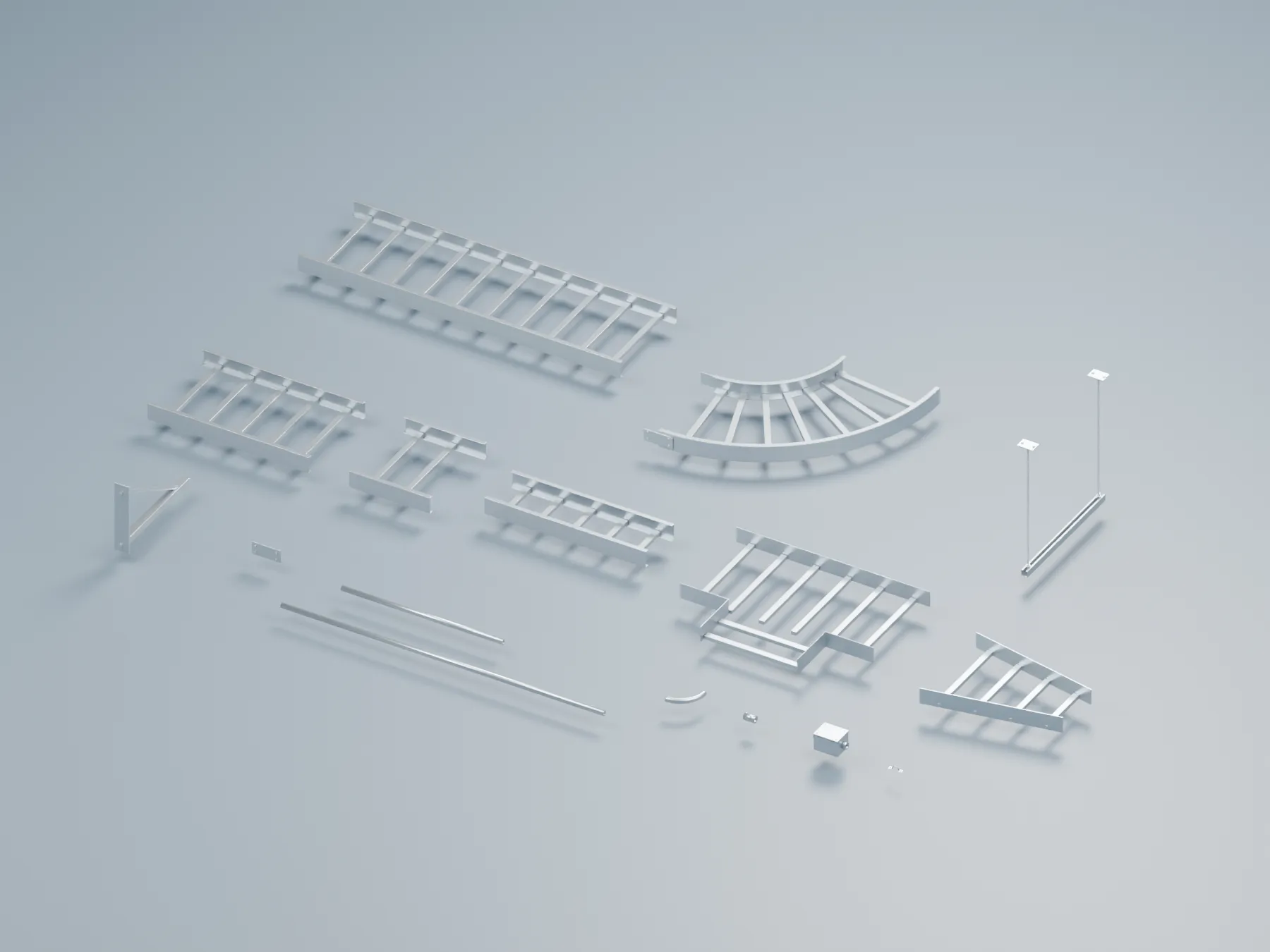 Grid Kit Modular Modular Cable Tray and Conduit Kit PBR - 16 Assets 3D model | CGTrader