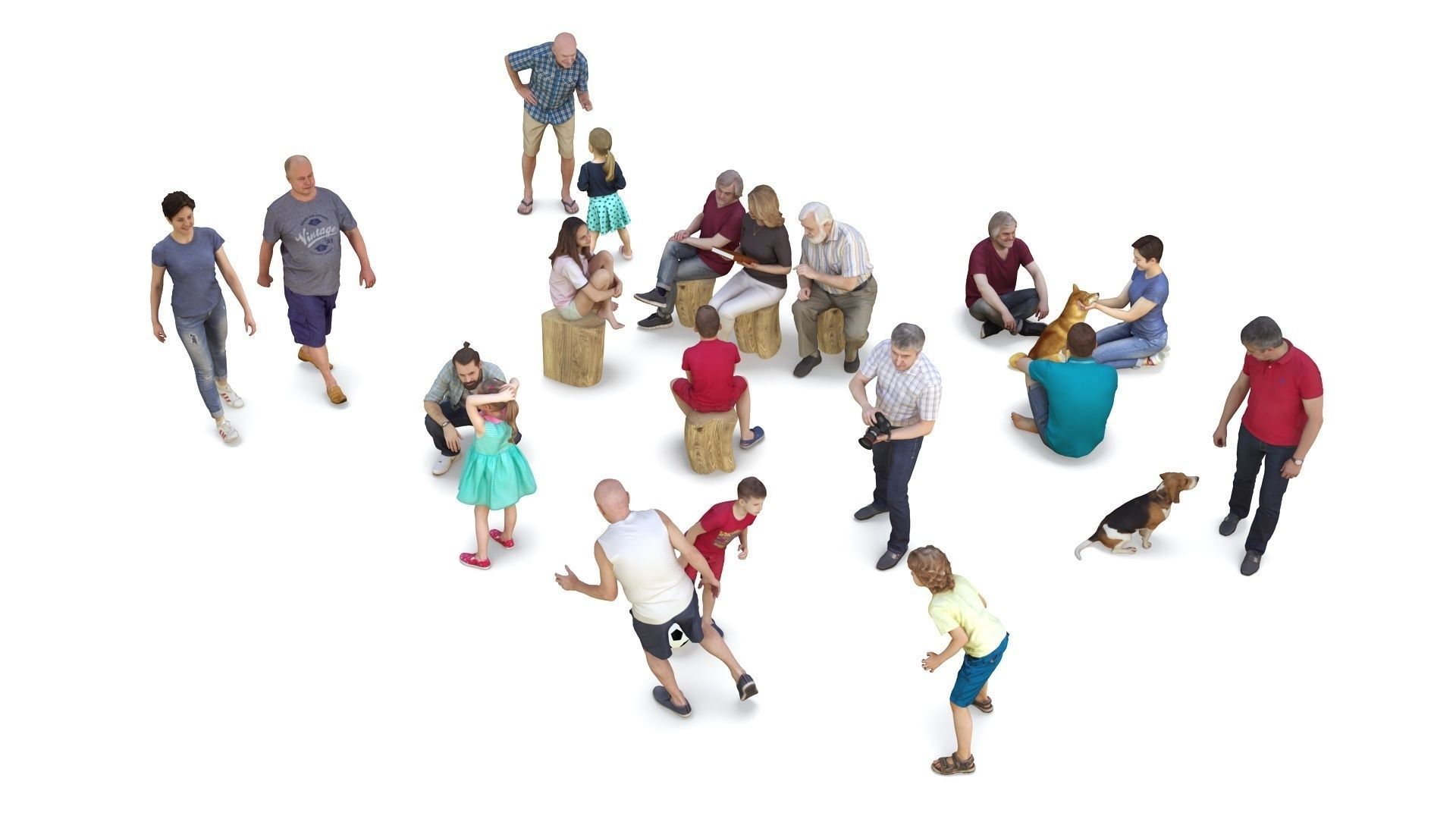 People Park Collection x20 Low-poly 3D model_6