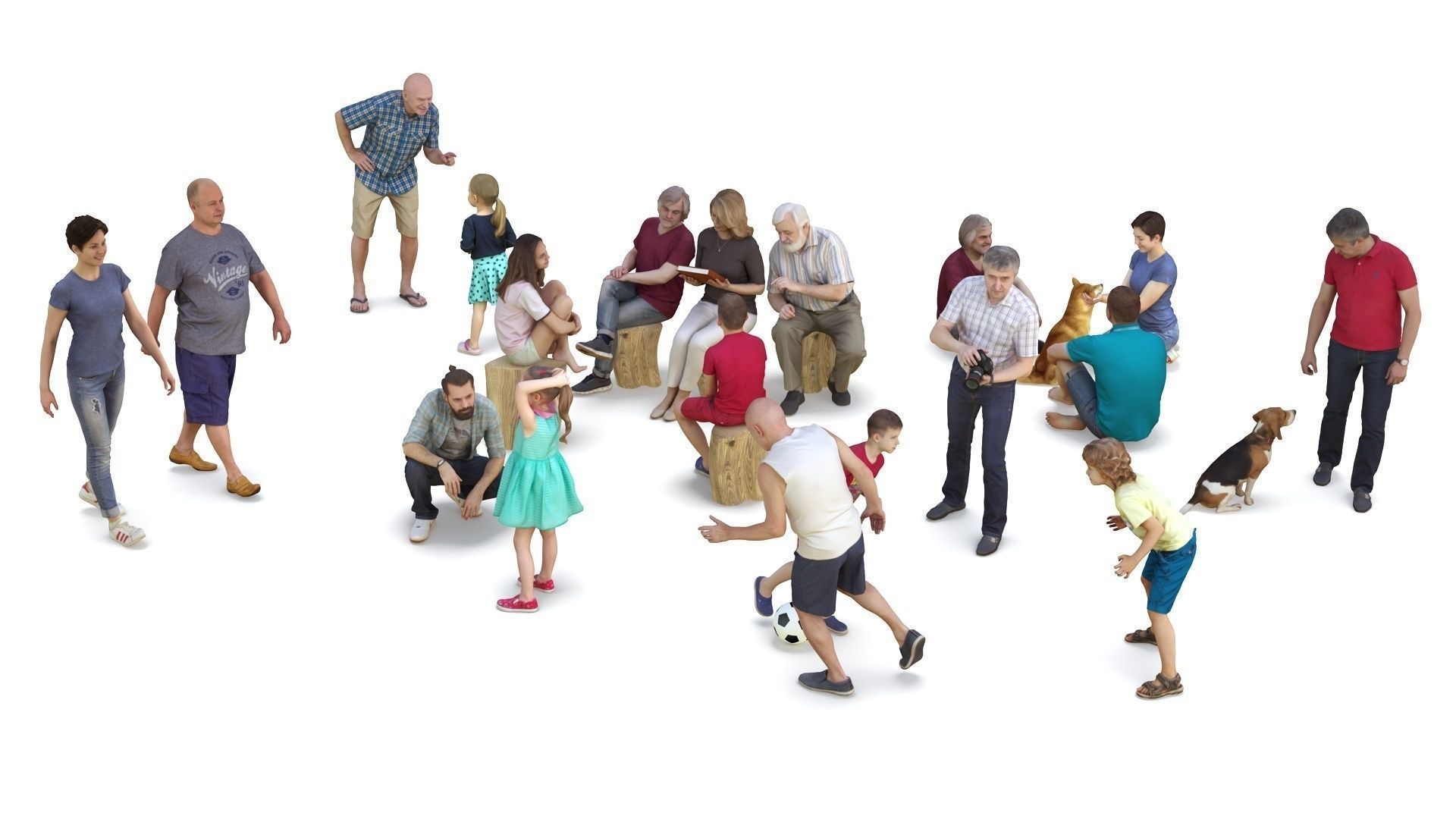 People Park Collection x20 Low-poly 3D model_0