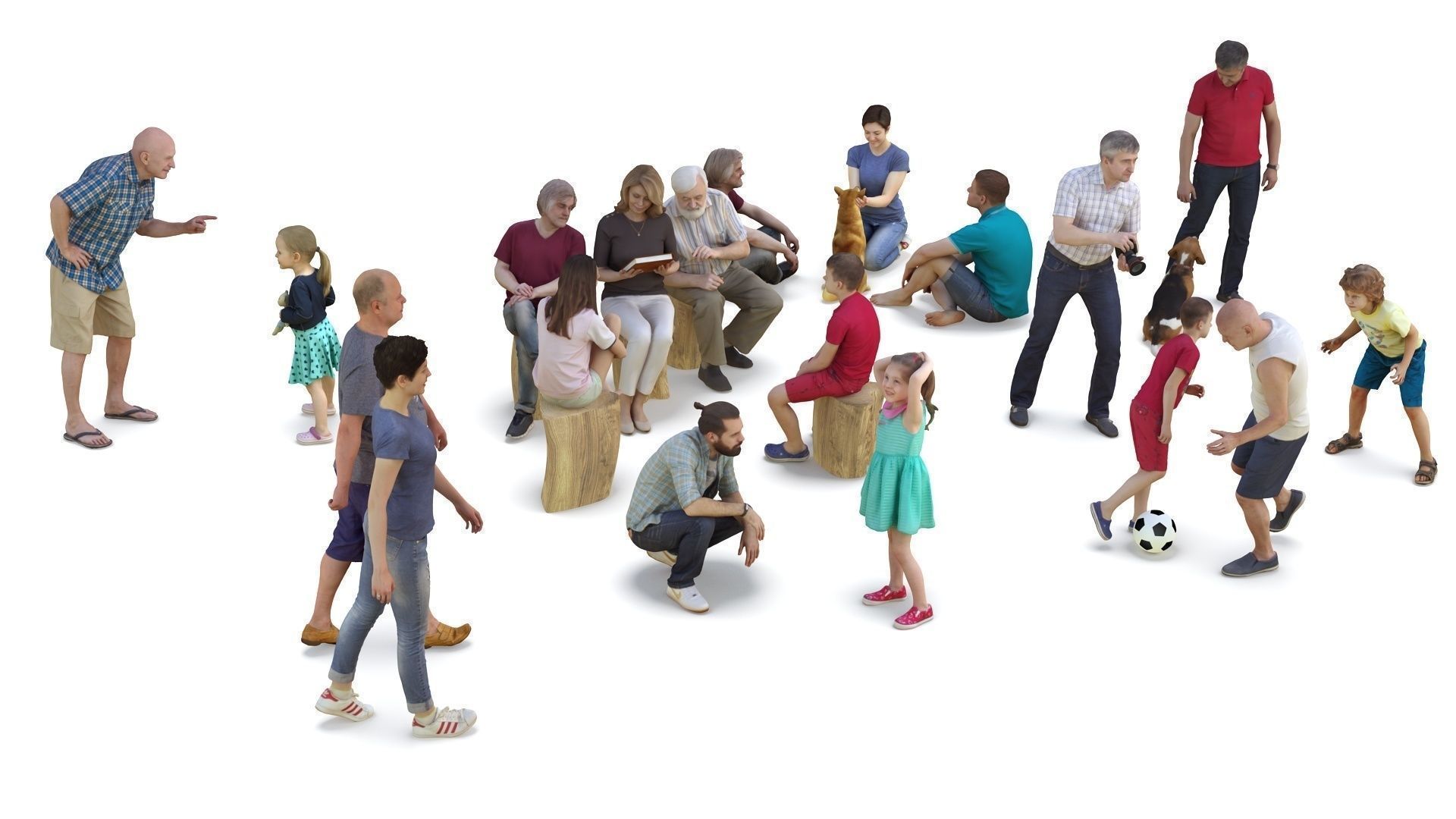 People Park Collection x20 Low-poly 3D model_2