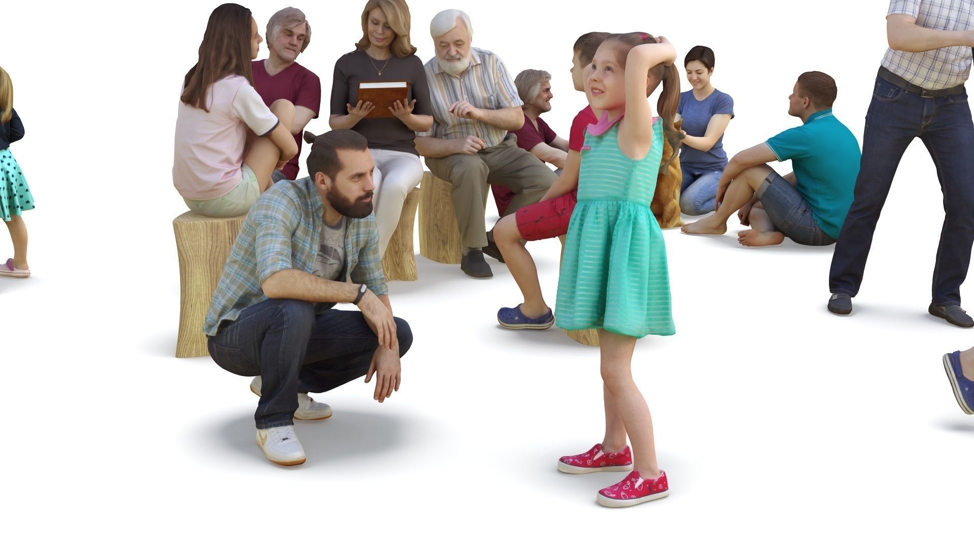 People Park Collection x20 Low-poly 3D model_7