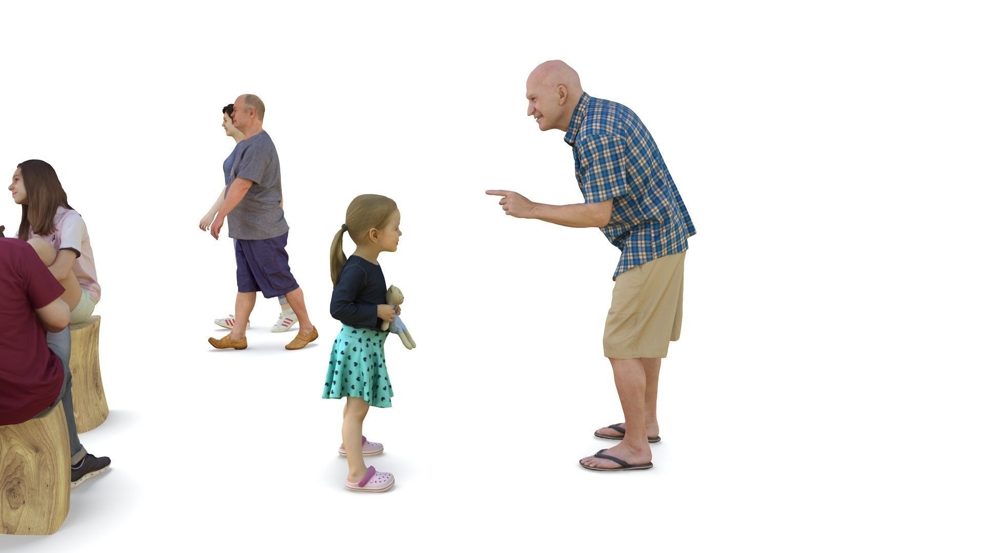 People Park Collection x20 Low-poly 3D model_10