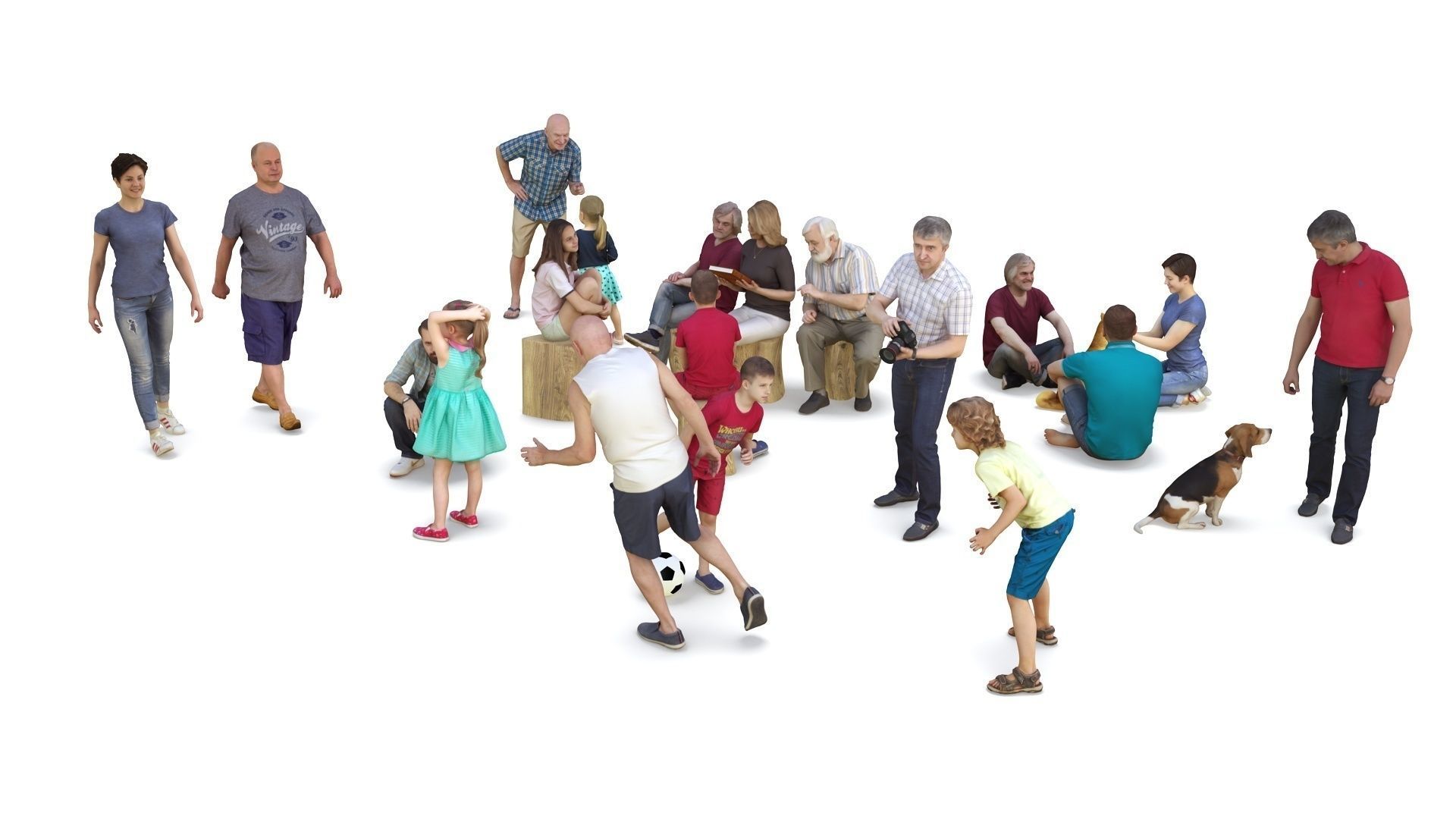 People Park Collection x20 Low-poly 3D model_3