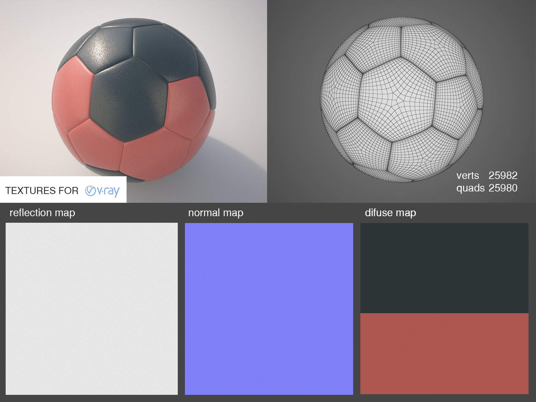 Handball soccer ball 3D model_2