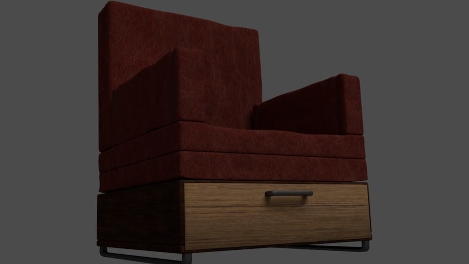 Old armchair Free 3D model_0