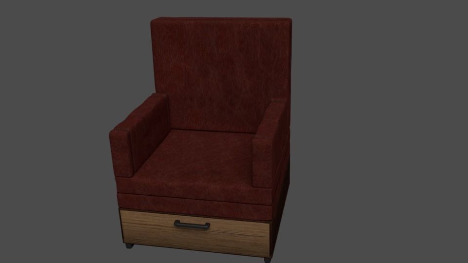 Old armchair Free 3D model_1