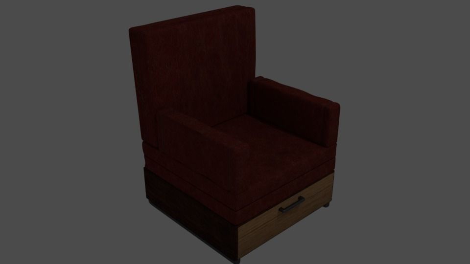 Old armchair Free 3D model_3