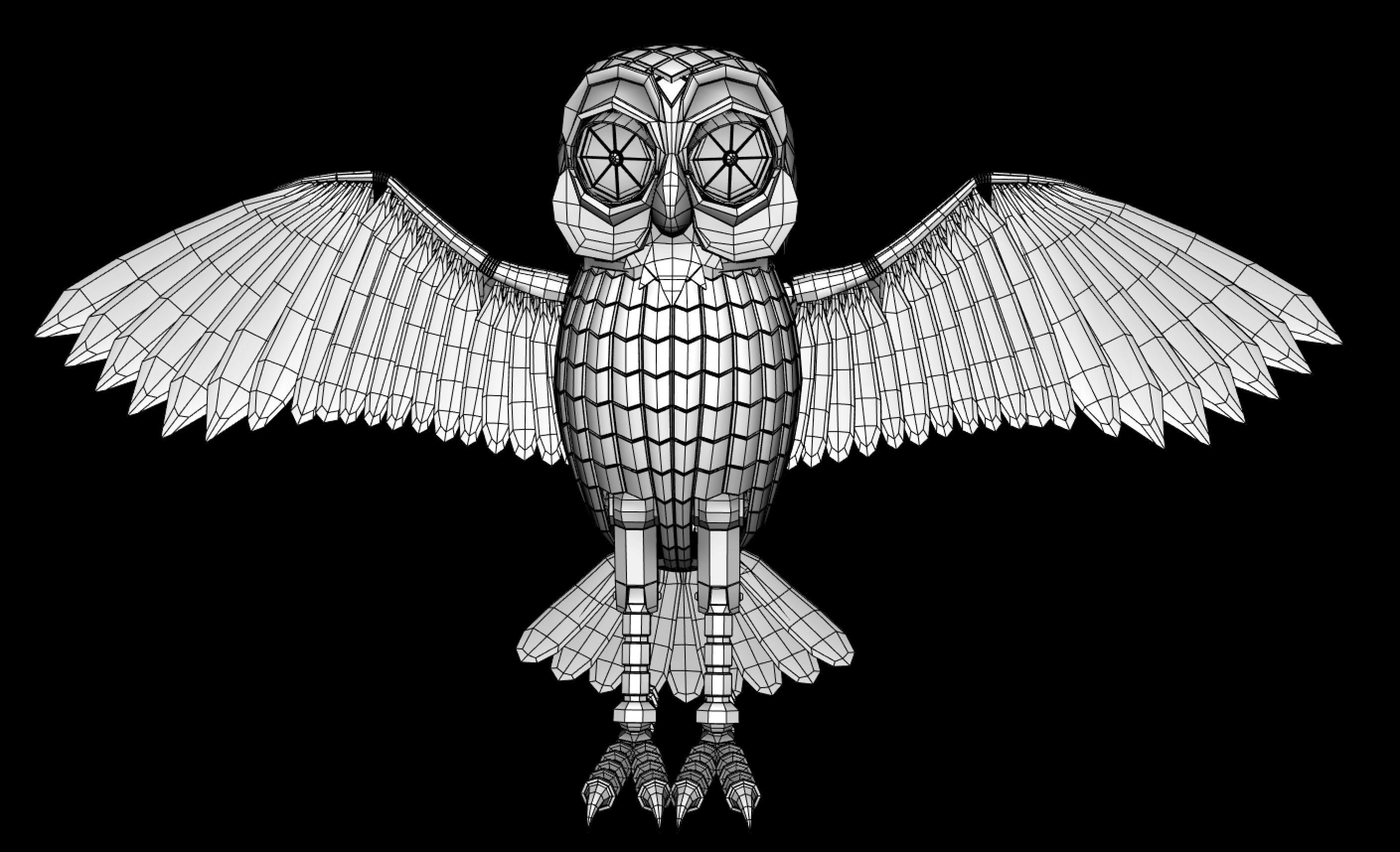 Bubo the Owl Low-poly 3D model_1