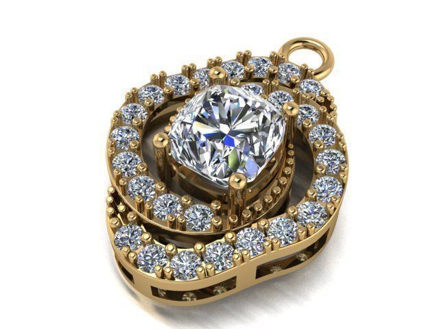 Pendants 1 gold pendant with diamond in center 3D print model