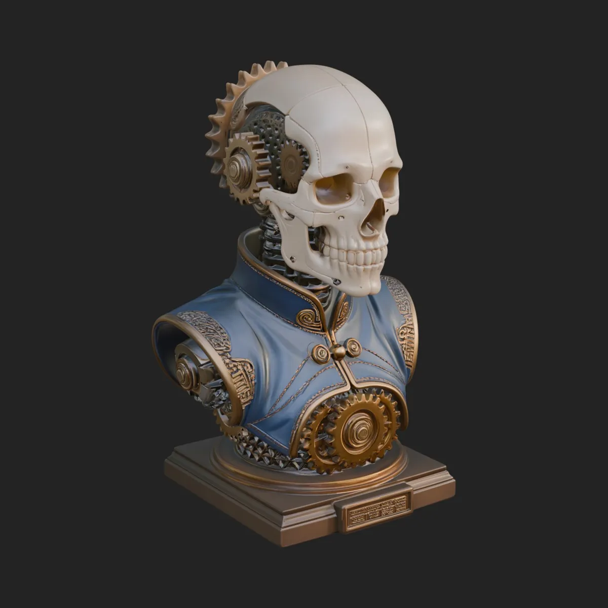 Steampunk Skull Bust Statue Design 3 - 3D Print Model 3D model 3D ...