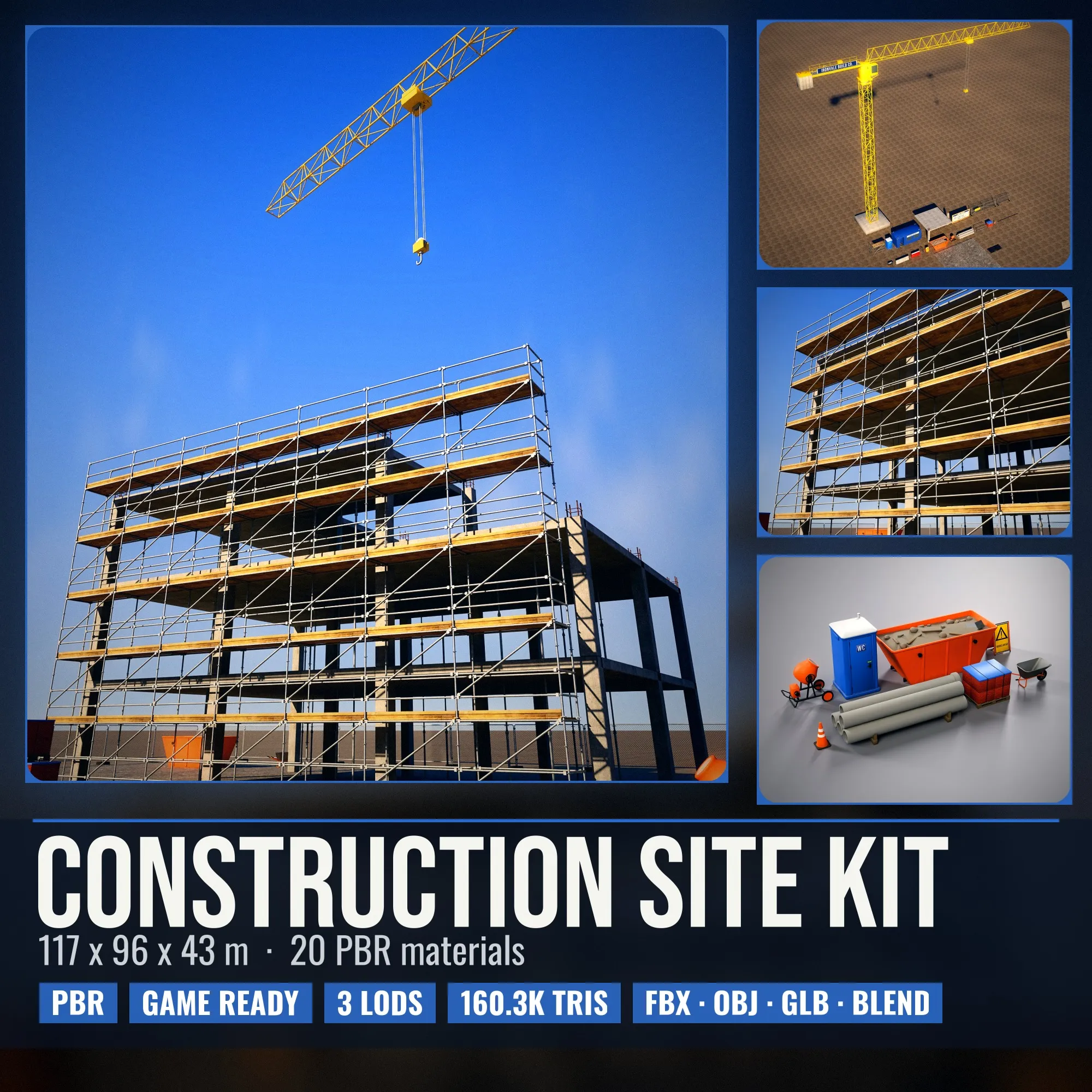 3D model Construction Site Modular Kit - Building Site Environment VR ...