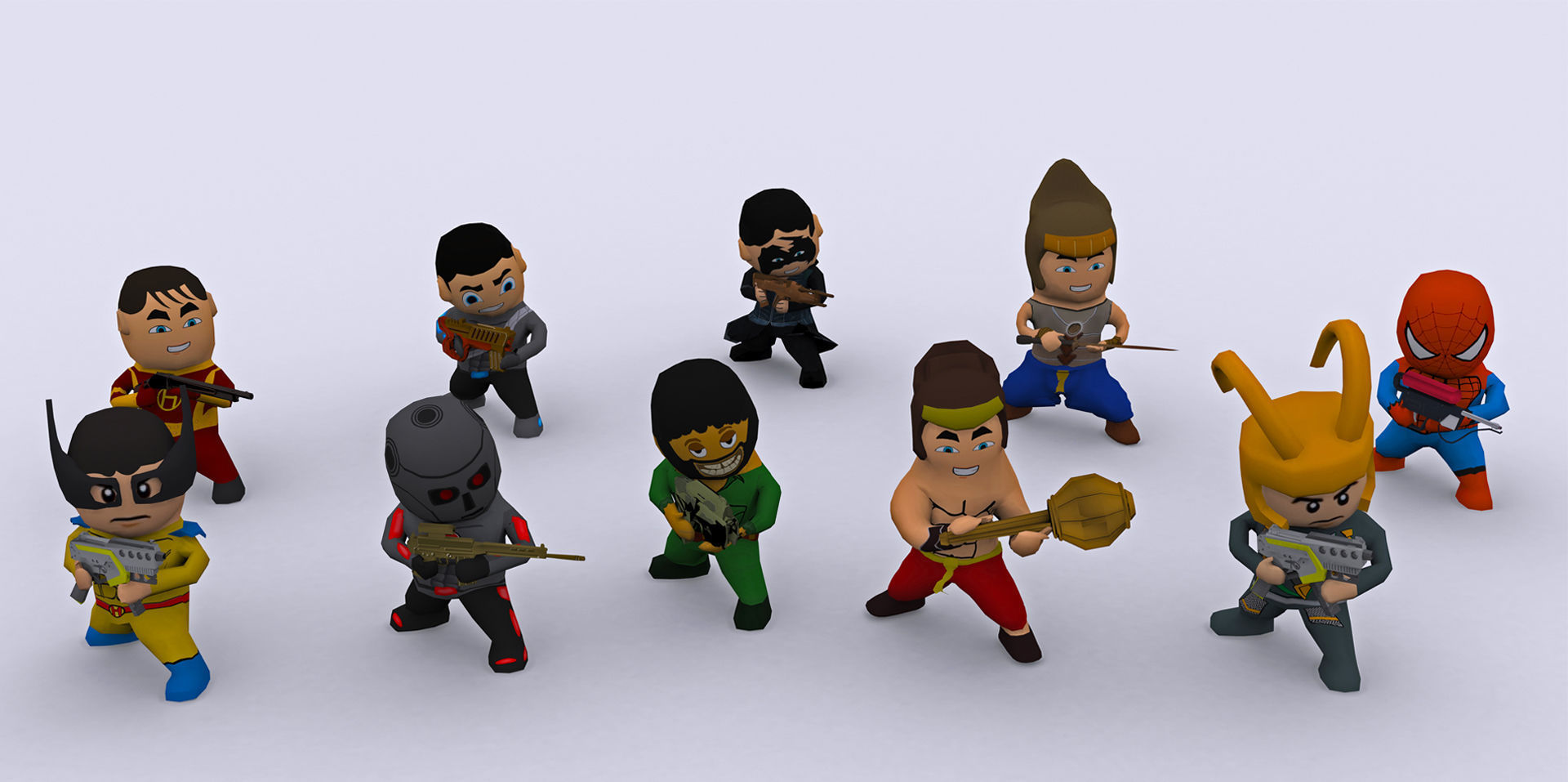 Low Poly Super Heros Low-poly 3D model_2
