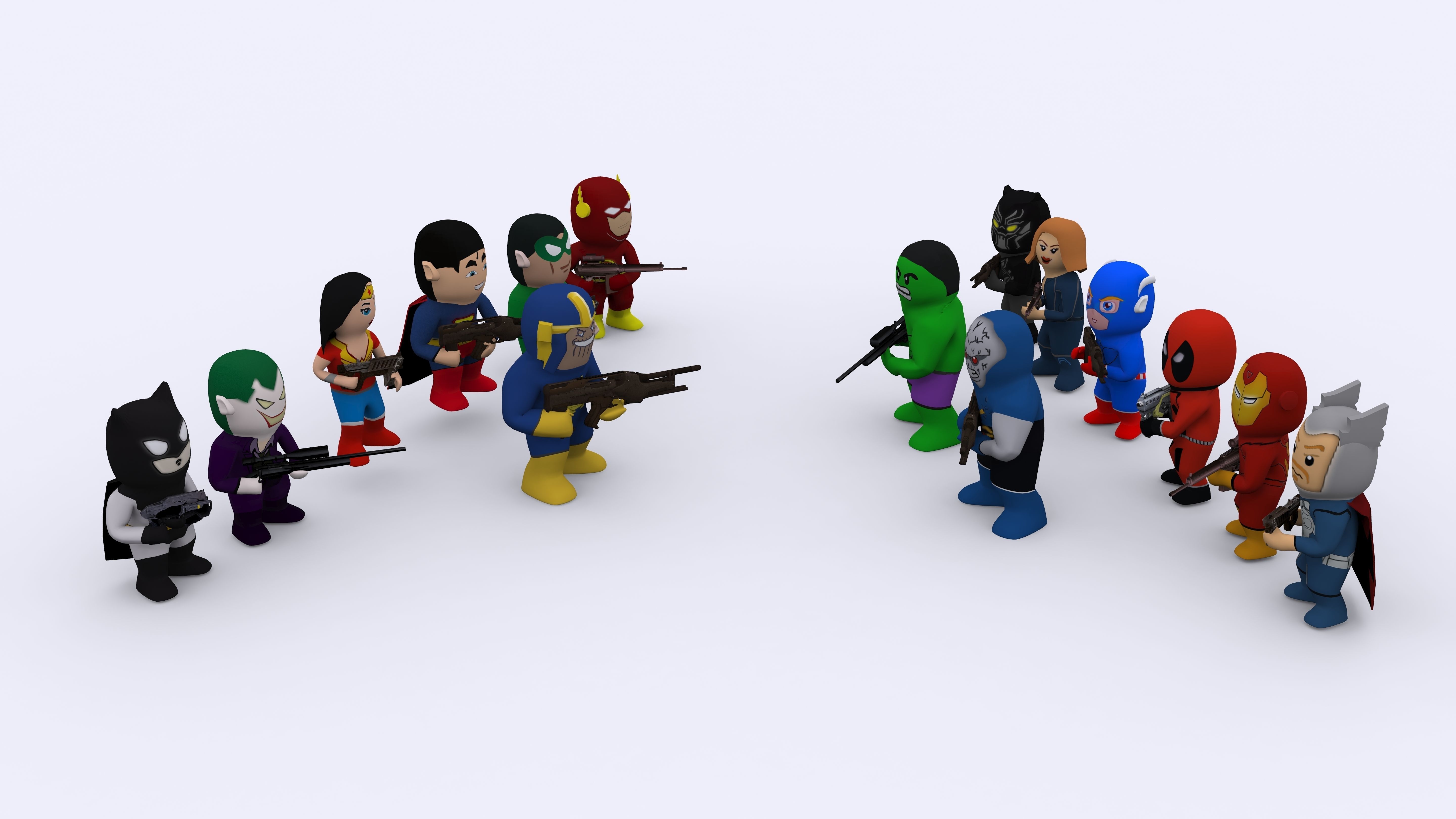 Low Poly Super Heros Low-poly 3D model_3