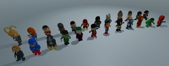 Low Poly Super Heros Low-poly 3D model