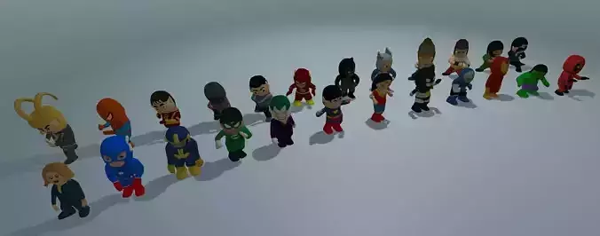 Low Poly Super Heros Low-poly 3D model