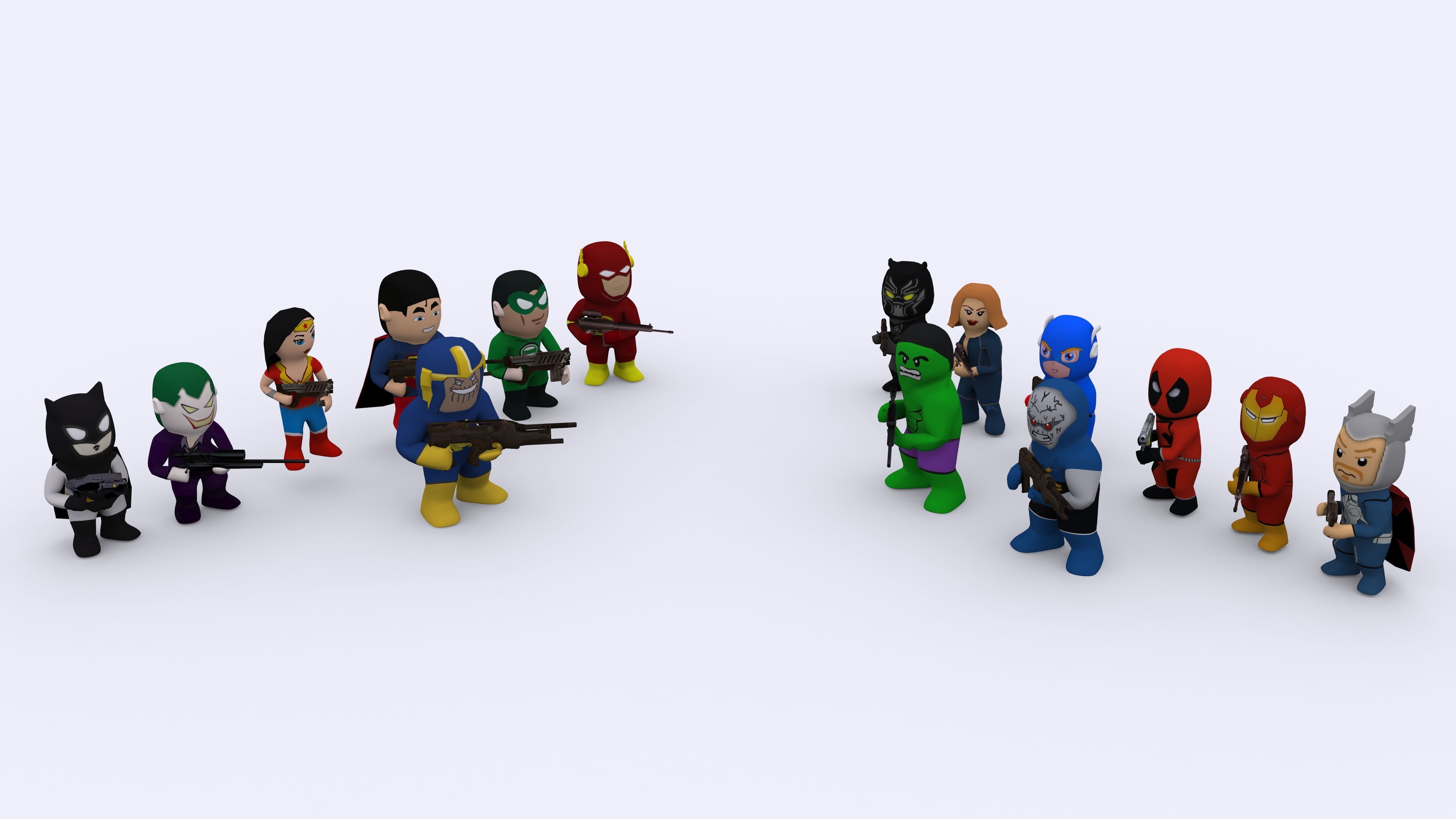 Low Poly Super Heros Low-poly 3D model_7
