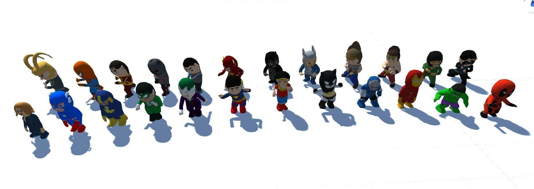 Low Poly Super Heros Low-poly 3D model_5